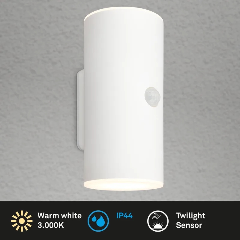 Lima - Lampe d'extérieur - Buitenlamp met bewegingssensor - wandlamp oplaadbaar - USB - 15,5 x 7 x 8,5 cm - Wit de Briloner en Wit mat – photo produit