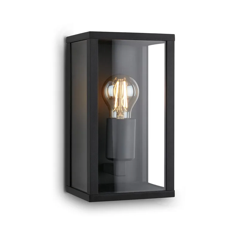 LUANDA - Wandlamp voor buiten en binnen - E27 fitting - metaal - buitenverlichting - IP44 - 26 x 14 x 13,5 cm by Briloner in Black – product photo