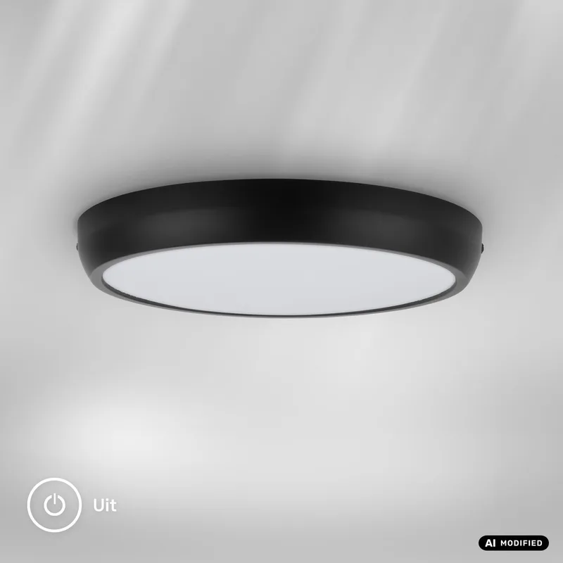 Navaro - LED Plafondlamp - badkamerverlichting - badkamerlamp - IP44 - 18W - neural wit licht - Ø27cm van Briloner in Zwart – productfoto