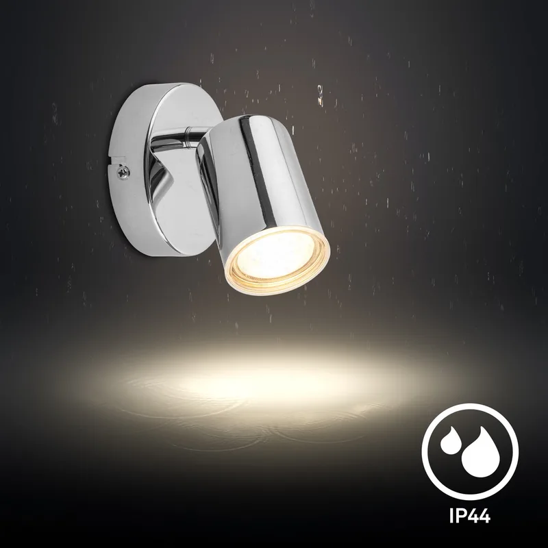 Nerida - LED Wandlamp - opbouwspot badkamer - wandspot badkamerverlichting - metaal - GU10 - IP44 - Ø10cm von Briloner in Silber – Produktfoto