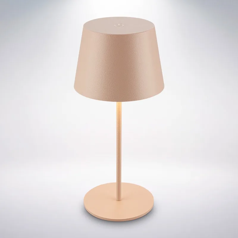 Nivo - Tafellamp oplaadbaar - dimbaar - warm wit licht 2.700K - voor binnen en buiten - 20,5 cm från Briloner i Beige – produktbild