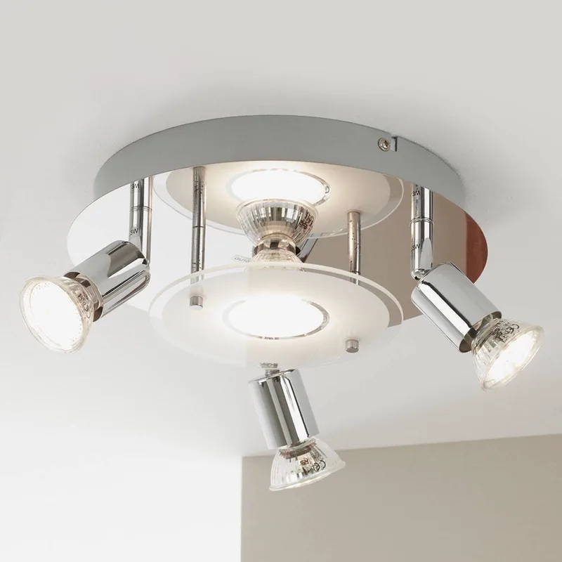 Orna plafondlamp, rondel, 4-lamps, chroom fra Briloner i Krom, Gesatineerd, Helder – produktbillede