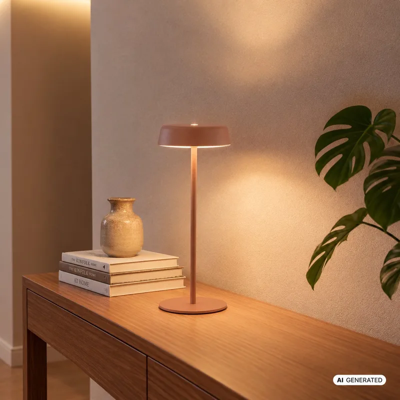 Pala –Tafellamp oplaadbaar – dimbaar – draadloos – IP44 – warm wit licht – kleur – Ø13 x 36,5 cm de Briloner en Koffie – photo produit