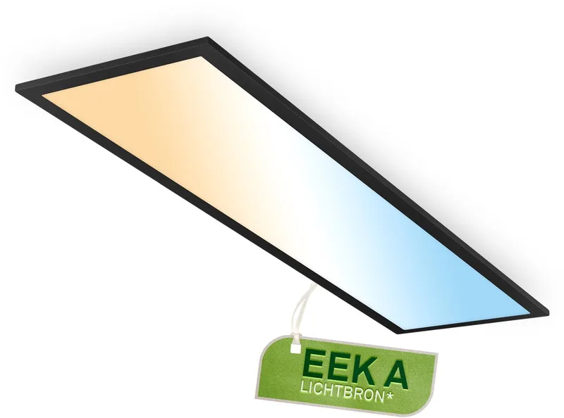 Piatto - EEK A* CCT Plafondlamp - paneel dimbaar - warm wit licht & koel wit licht - plafonniere met afstandsbediening - 12,5W - 100cm - wit fra Briloner i Sort – produktbillede