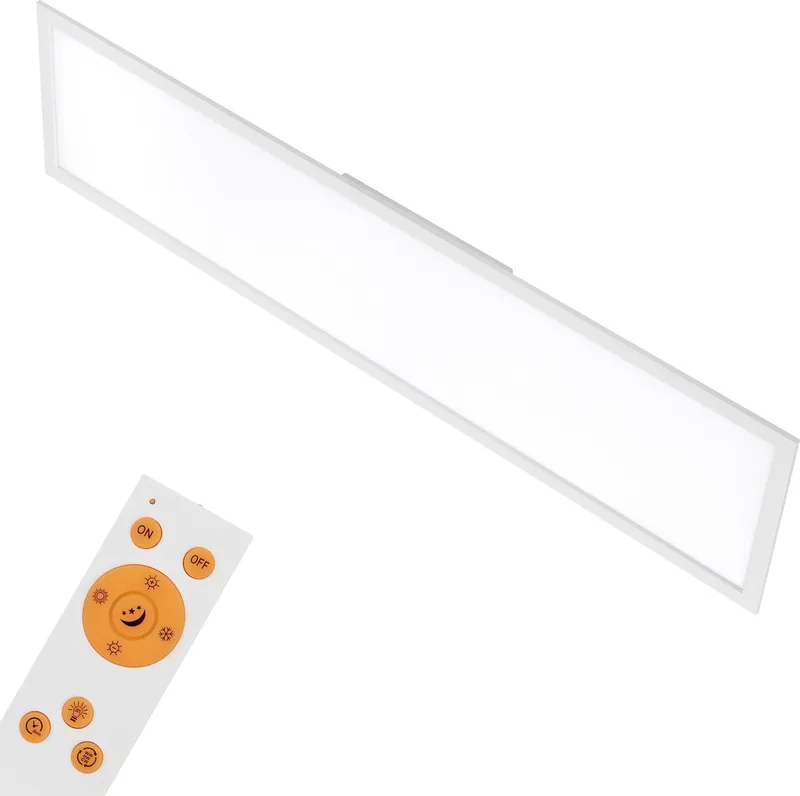 Piatto - LED CCT Plafondlamp - paneel dimbaar - warm wit licht & koel wit licht - plafonniere met afstandsbediening - 36W - 119,5cm - wit från Briloner i Vit – produktbild