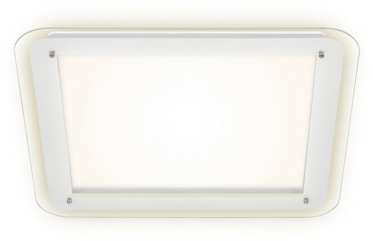 Plafondlamp witPlafondlamp hoekige achtergrondverlichting, achtergrondverlichting, helder glas, 1x LED 22W 900Lm 4000K, DxH 52x2cm von Briloner in Weiß – Produktfoto