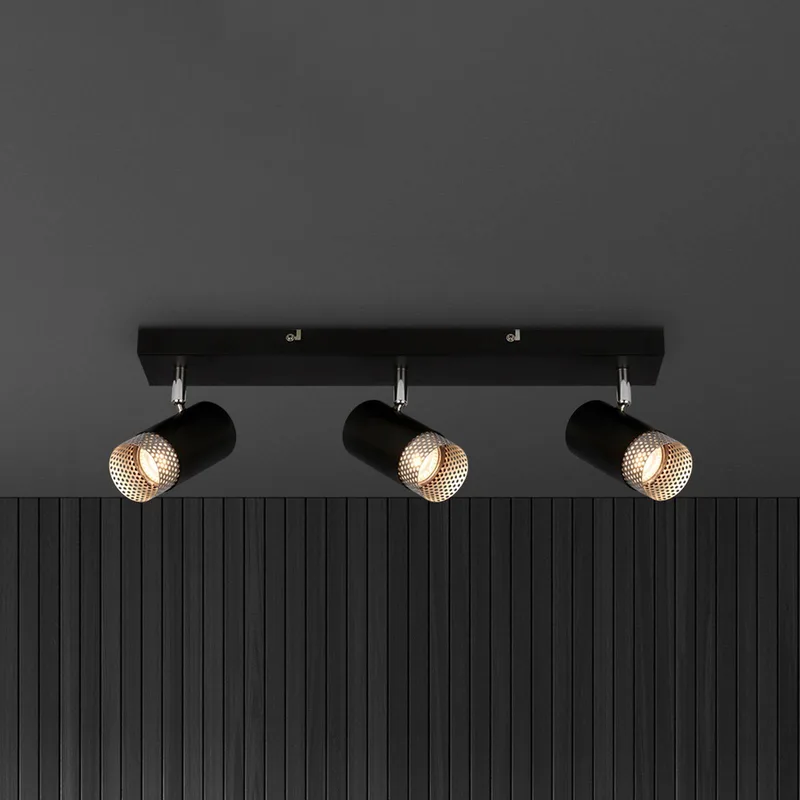 Plafondspot Plek GU10 zwart/zilver 3-lamps by Briloner in Black, Mat zilver – product photo