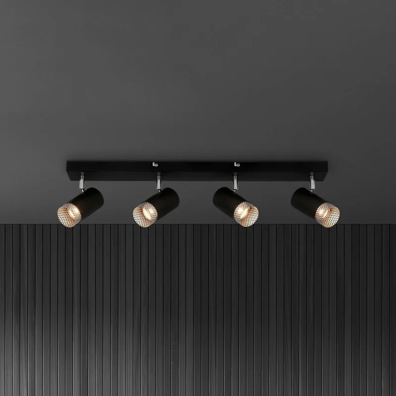 Loftspot Plek GU10 sort/sølv fire lys fra Briloner i Sort, Zilver mat – produktbillede