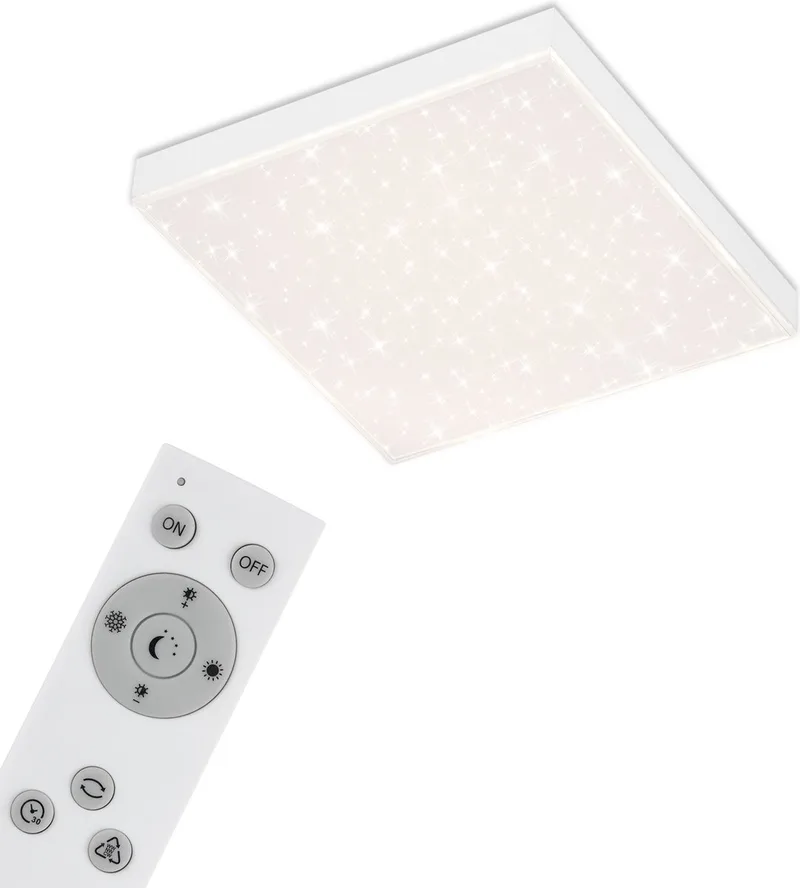 Plafonniére - plafondlamp dimbaar - met lichtrand -sterrendecoratie - incl. afstandsbediening - kleurtemperatuurregeling -15 watt -1.600 lumen by Briloner in White – product photo