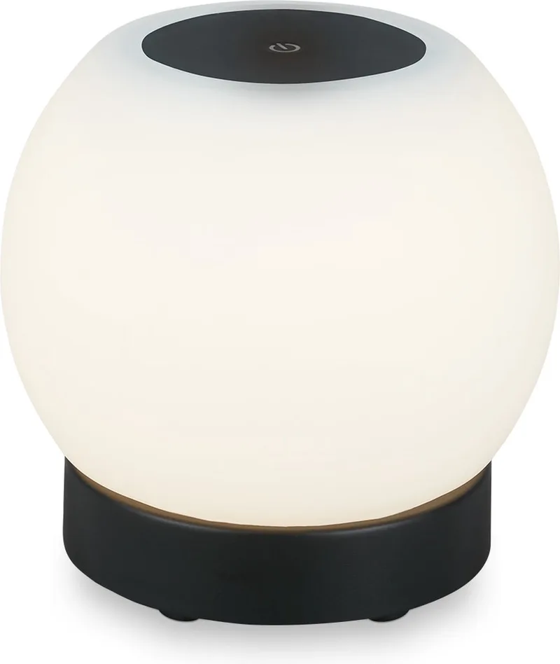 POKA - LED Tafellamp Oplaadbaar - Dimbaar - Glas - Snoerloos - Touch - 3W - Ø16cm de Briloner en Noir – photo produit