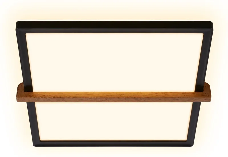 Remsa - LED Plafonniére - plafondlamp met indirect licht - warm wit licht - 29 x 31,5 x 4 cm - zwart hout by Briloner in Zwart-hout – product photo