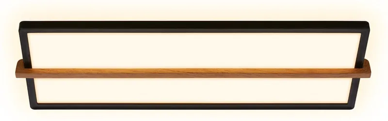 Remsa - LED Plafonniére - plafondlamp met indirect licht - warm wit licht - 20 x 60,5 x 4,5 cm - hout von Briloner in Schwarz – Produktfoto
