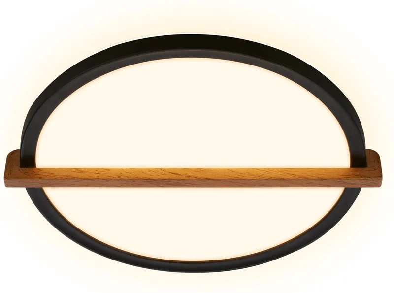 Remsa - LED Plafonniére - plafondlamp met indirect licht - warm wit licht - 29 x 31,5 x 4 cm - hout de Briloner en Noir – photo produit