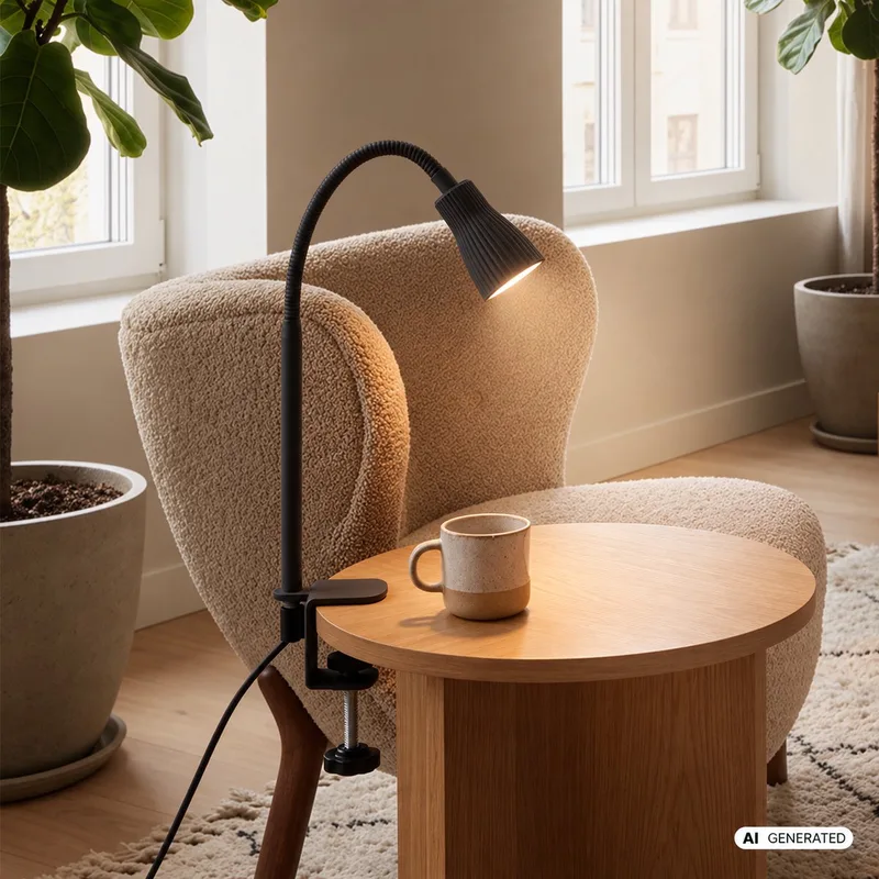 Riff - Bureaulamp – klemlamp – kantelbaar & klemmbaar – klemspot – warm wit lich – 3,5 W – 54 cm – zwart de Briloner en Noir – photo produit