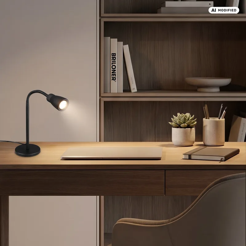 Riff – LED Bureaulamp – tafellamp – warm wit licht – 11 x 37.5 cm von Briloner in Schwarz – Produktfoto