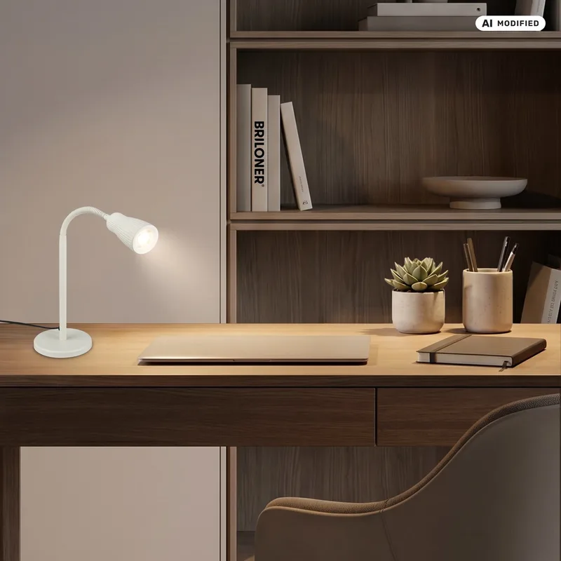 Riff – LED Bureaulamp – tafellamp – warm wit licht – oud wit – 11 x 37.5 cm de Briloner en Blanc – photo produit