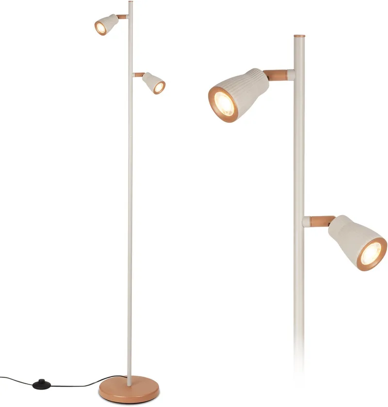 Riff - Vloerlamp - staande lamp woonkamer - staanlamp draaibar - incl. warm wit licht - h.: 141.5 cm von Briloner in Grau – Produktfoto