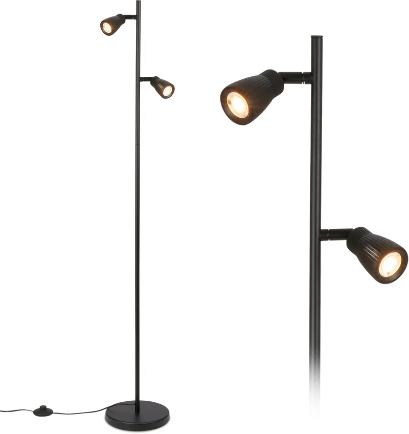 Riff - Vloerlamp - staande lamp woonkamer - staanlamp draaibar - incl. warm wit licht - h.: 141.5 cm von Briloner in Schwarz – Produktfoto