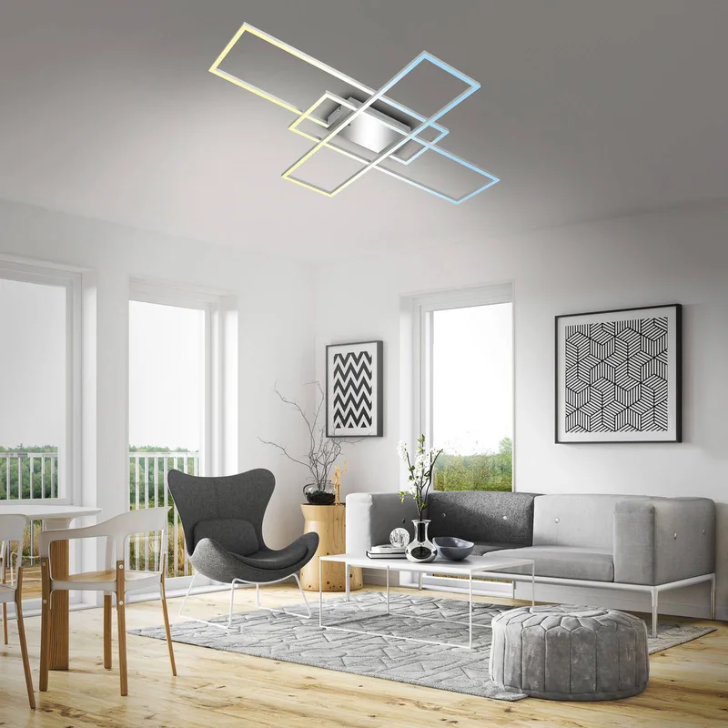 Roami LED plafondlamp, 104x71 cm, aluminium-chroom, CCT van Briloner in Aluminium – productfoto