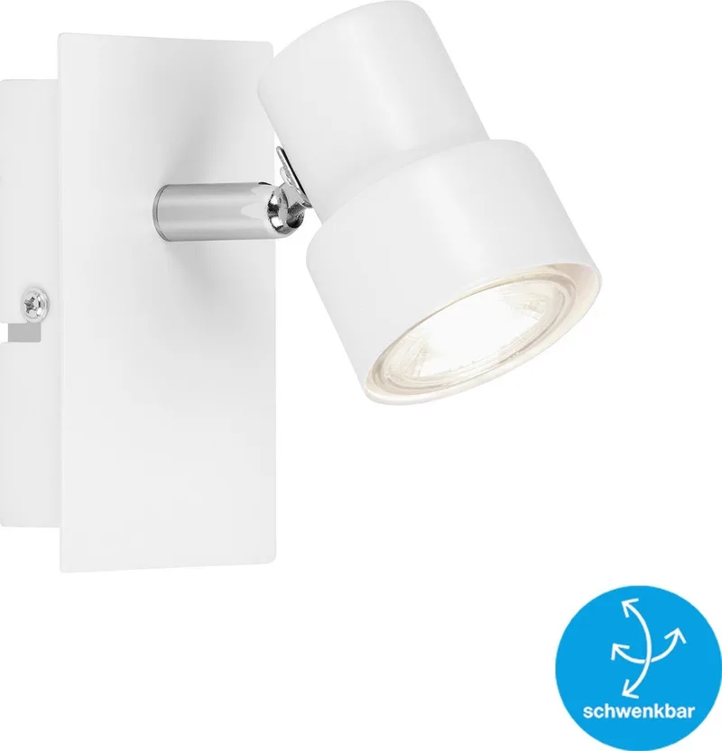 ROCK - wandlamp - spot draaibaar - inclusief 1xLED GU10 5W - 460lm - 3.000K warm wit - wit de Briloner en Blanc – photo produit
