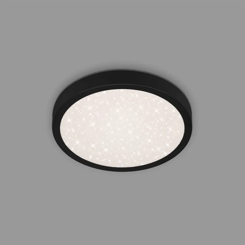 Runa - Sterrenhemel Plafonniére - plafondlamp met metaal - 4000 K - 18W - Ø28cm de Briloner en Noir – photo produit