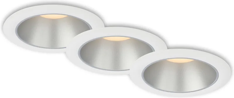 Set van 3 inbouwspots badkamer, LED inbouw, IP44 spatwaterdicht, warm wit licht, inbouwspot badkamer, wit - zilver, 95x54 mm von Briloner in Wit-zilver – Produktfoto
