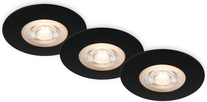 Set van 3 LED Inbouwspots - badkamerverlichting - Ø9 cm - IP65 - 5W - 480 Lm - 3.000 K de Briloner en Noir – photo produit