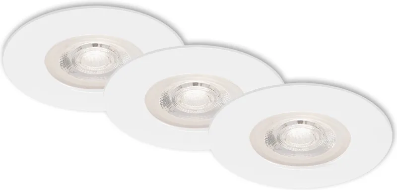Set van 3 LED Inbouwspots - dimbaar - badkamerverlichting - Ø9 cm - IP44 - 5W - 460 Lm - 3.000 K van Briloner in Wit – productfoto