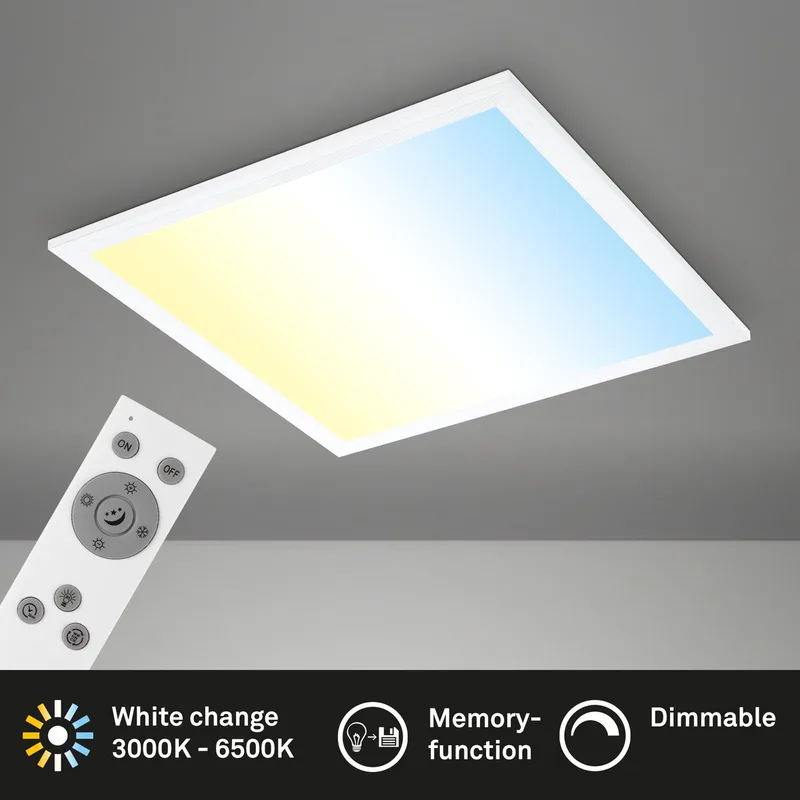 Simple - LED CCT Plafondlamp - plafonniere dimbaar - paneel led - met afstandsbediening - 21W - 38cm fra Briloner i Hvid – produktbillede