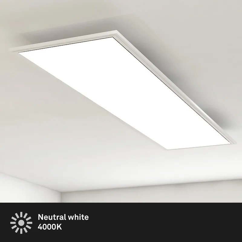 Simple - LED Plafondlamp - plafonniere - paneel led - met neutral wit licht - 38W - 119.5cm - wit de Briloner en Blanc – photo produit