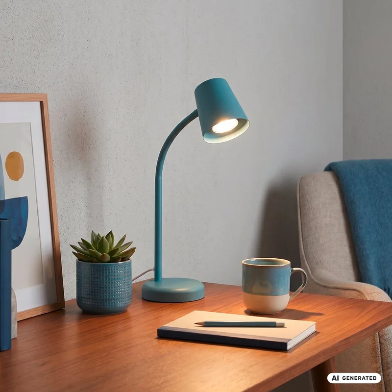 Skriva - Tafellamp - bureaulamp - met snoer - draaibaar tafellampje - excl. GU10 - 13 x 38,5 cm - blauw de Briloner en Duif blauw – photo produit