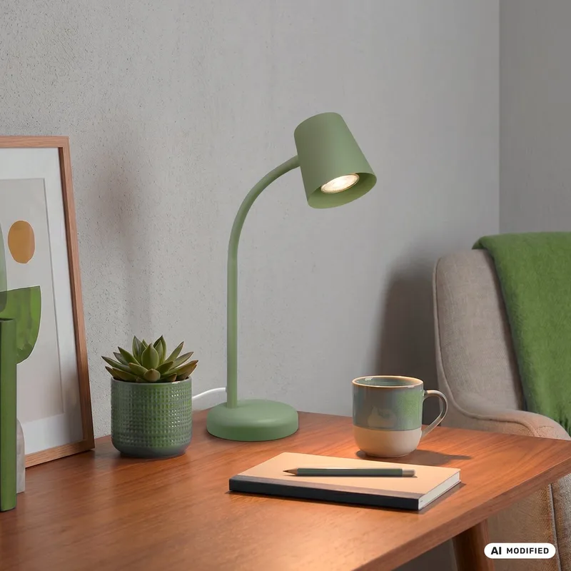 Skriva - Tafellamp - bureaulamp - met snoer - draaibaar tafellampje - excl. GU10 - 13 x 38,5 cm - groen de Briloner en Limoengroen – photo produit