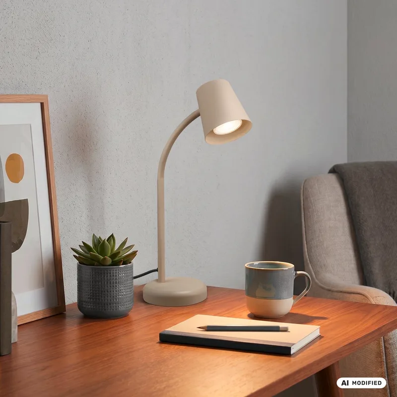 Skriva Tischleuchte, Schreibtischleuchte, mit Kabel, drehbare Tischleuchte, exkl. GU10, 13 x 38,5 cm von Briloner in Beige – Produktfoto
