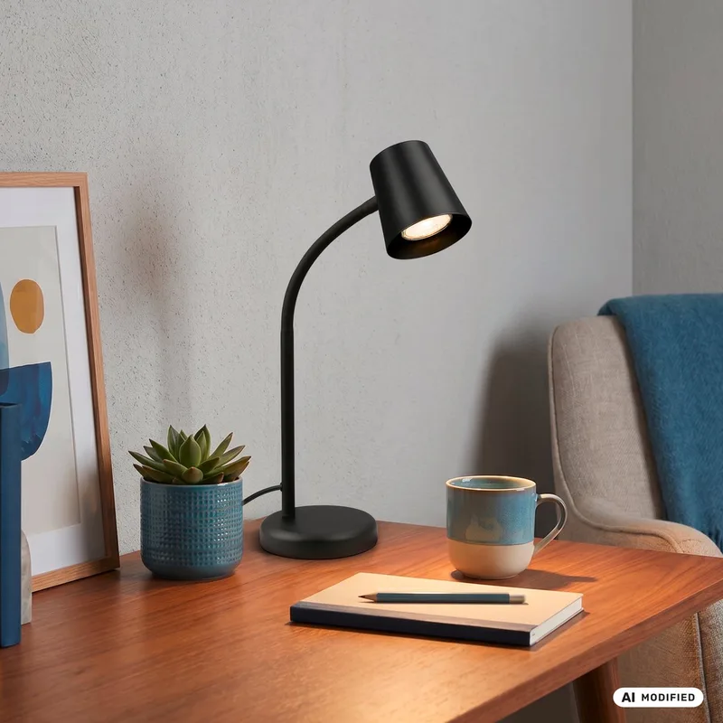 Skriva lampe de table, lampe de bureau, avec câble, lampe de table pivotante, excl. GU10, 13 x 38,5 cm de Briloner en Noir – photo produit
