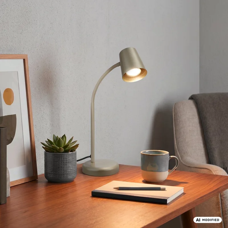 Skriva bordlampe, skrivebordslampe, med ledning, drejelig bordlampe, ekskl. GU10, 13 x 38,5 cm fra Briloner i Metallic – produktbillede