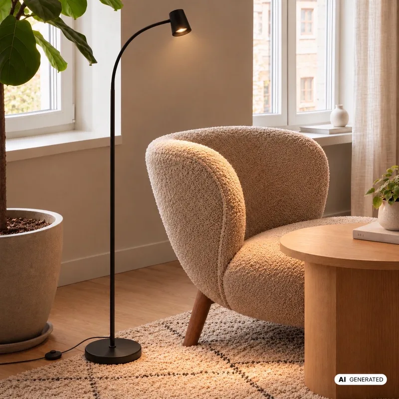 Skriva gulvlampe, stuelampe, læselampe, ekskl. GU10, 127.5cm fra Briloner i Sort – produktbillede