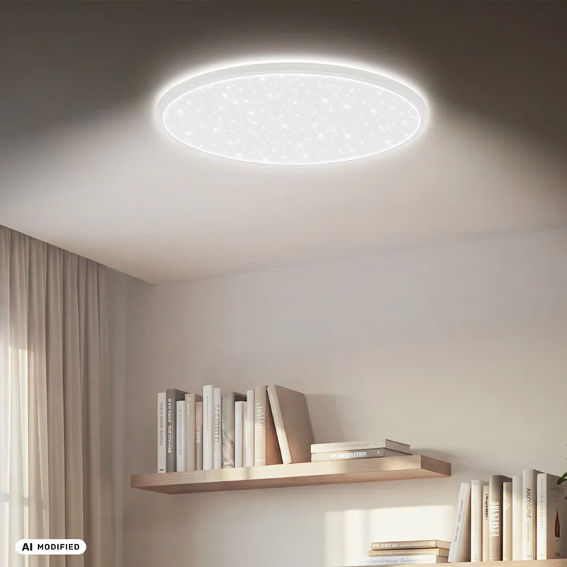 Slim - CCT Dimbaar Plafondlamp met sterreneffect - led paneel - met backlight - 2700K - 6500K warm wit licht - koel wit licht - Ø58cm de Briloner en Blanc – photo produit