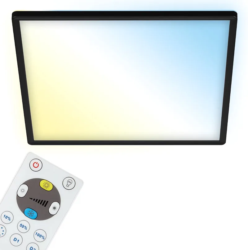 Slim - CCT Plafondlamp led - plafoniere met afstandsbediening - warm wit licht & koel wit licht - dimbaar - 22W - 42cm - zwart van Briloner in Zwart – productfoto
