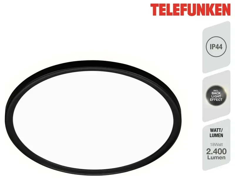 Telefunken 321605TF 321605TF Bad-Deckenleuchte EEK: E (A - G) 18 W Neutralweiß Schwarz von Briloner in Schwarz – Produktfoto 2 von 2