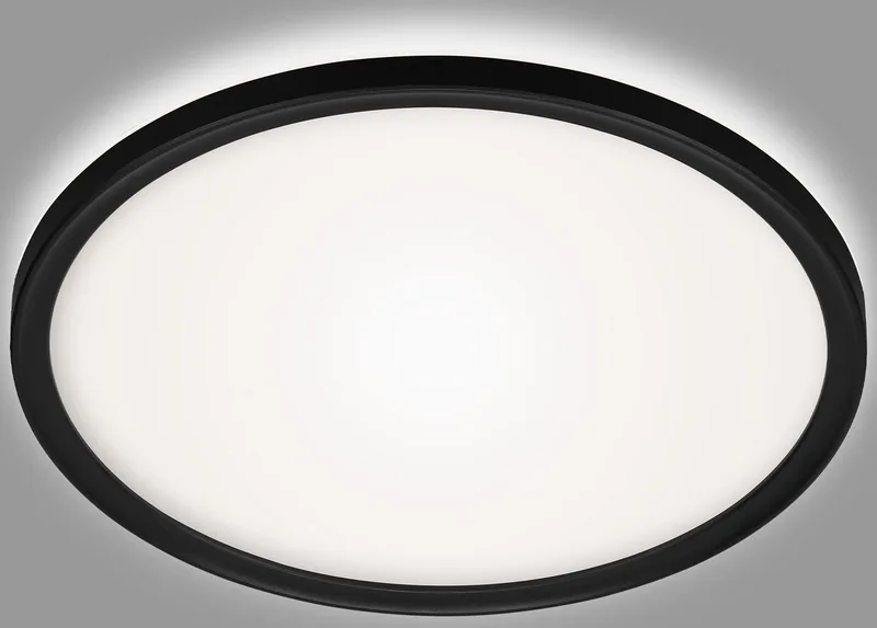 SLIM DRIP - LED Badkamerverlichting - badkamer plafondlamp - met achtergrondverlichting - IP44 - Ø29cm van Briloner in Zwart – productfoto