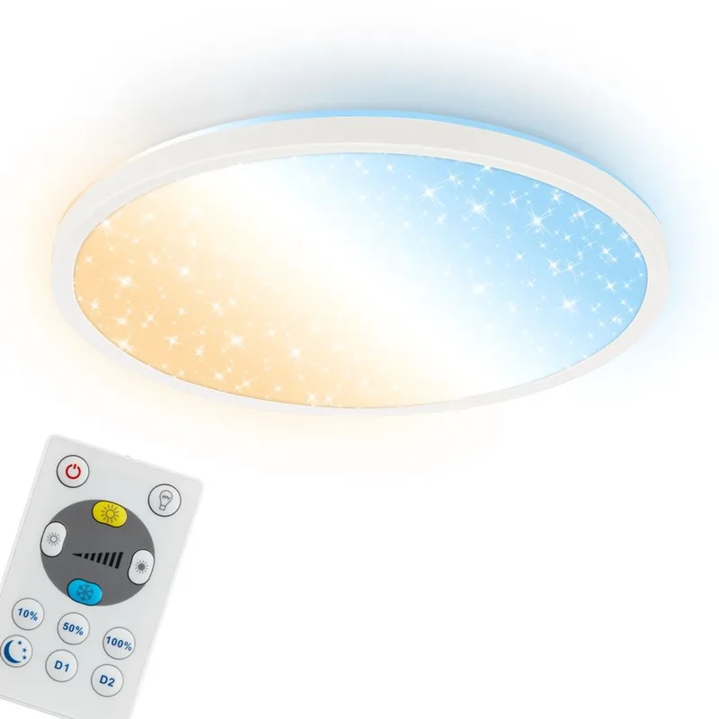 Slim - LED Plafondlamp - CCT plafonniere - dimbaar - met afstandsbediening - Ø29.3cm de Briloner en Blanc – photo produit