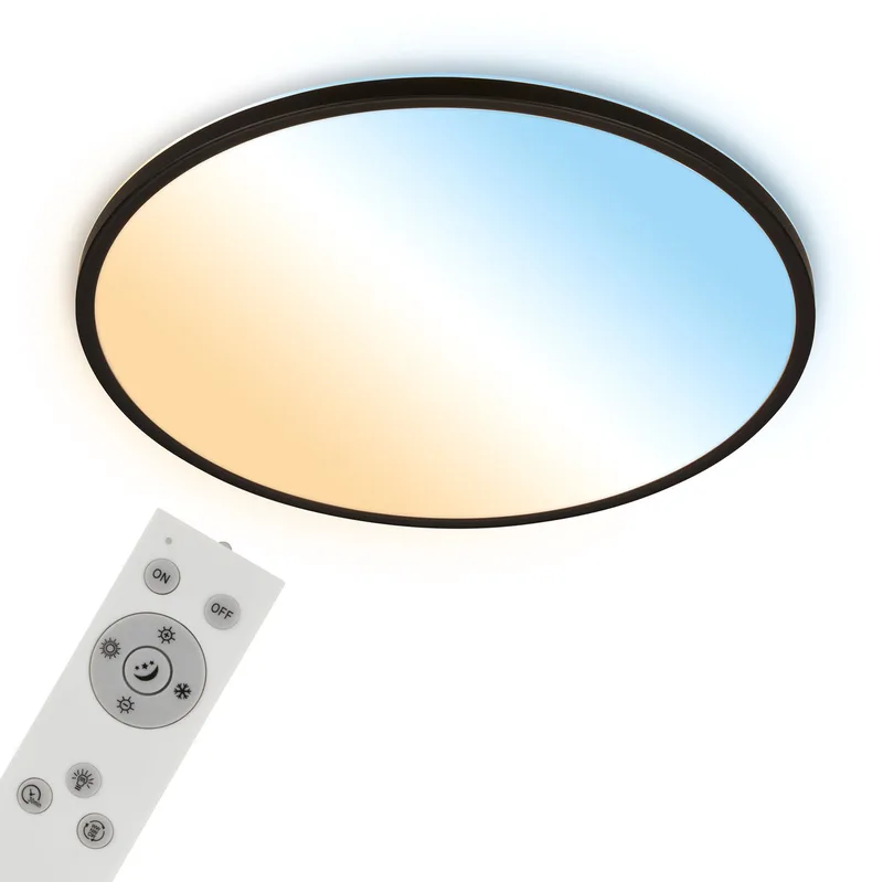 Slim - LED Plafondlamp - CCT plafonniere - dimbaar - met afstandsbediening - Ø58cm de Briloner en Noir – photo produit