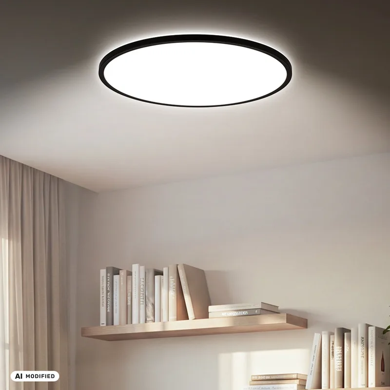 Slim - LED Plafondlamp - paneel - plafonniere keuken - 6000 Lm - 4000 K neutral wit licht - Ø58 by Briloner in Black – product photo