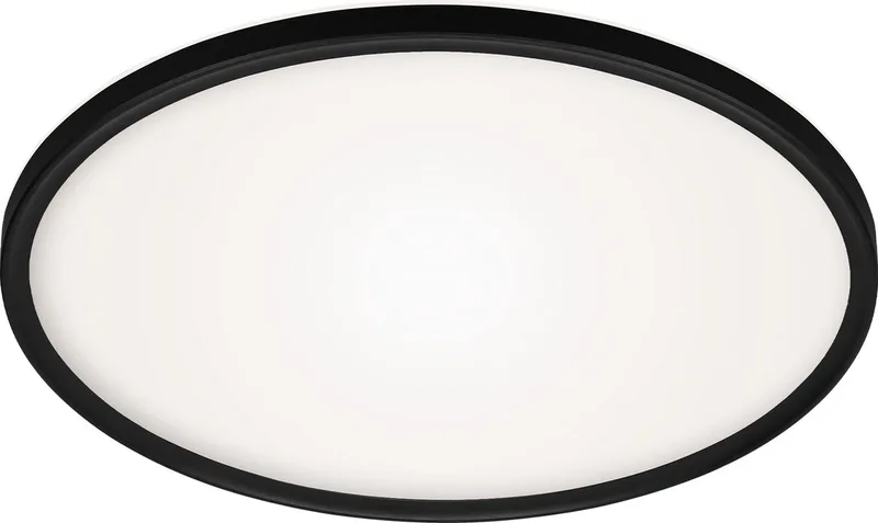 Slim - Plafondlamp led - plafoniere woonkamer met achtergrondverlichting - platte keuken lamp - neural wit licht - 22W - 42cm från Briloner i Svart – produktbild