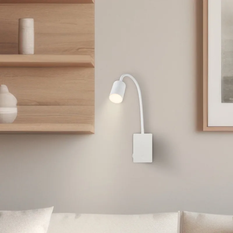 Smooth - Wandlamp oplaadbaar binnen - leeslamp op accu - dimbaar wandverlichting - USB-C - warm wit licht - 36 uur accu - wit de Briloner en Blanc – photo produit
