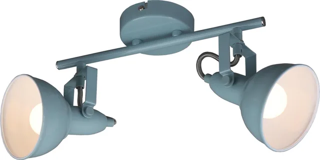 SOFT - plafond spot 2-lichts - plafondlamp - draai- en zwenkbare - retro / vintage uitvoering - fitting: E14 max. 40 Watt - metaal - afmetingen: 30,4x10x18,1 cm - kleur: mintwit