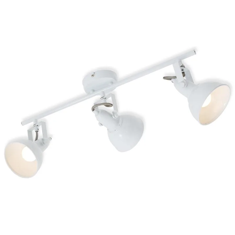 SOFT - plafond spot 3-lichts - plafondlamp - draai- en draaipunten - retro / vintage uitvoering - fitting: E14 max. 40 Watt - metaal - afmetingen: 55,4x10x18,1 cm - kleur de Briloner en Blanc – photo produit