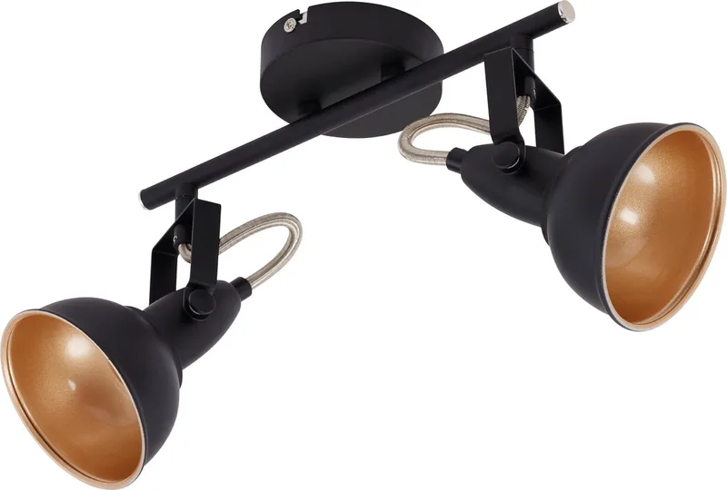 SOFT - Plafondspot – retro opbouwspot – 2x E14 fitting – kantelbaar – metaal – 30.4 cm de Briloner en Zwart-goud – photo produit 1 sur 3