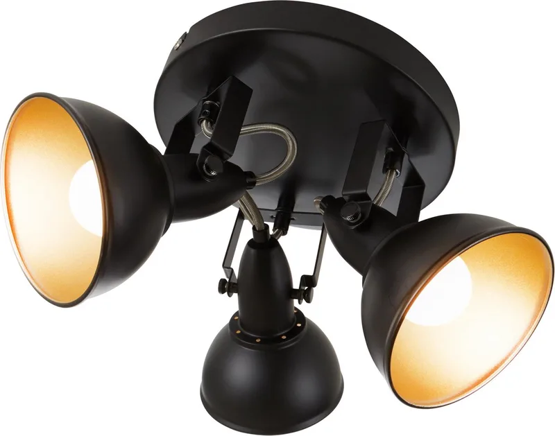 SOFT - Plafondspot – retro opbouwspot – 2x E14 fitting – kantelbaar – metaal – Ø21 cm de Briloner en Zwart-goud – photo produit