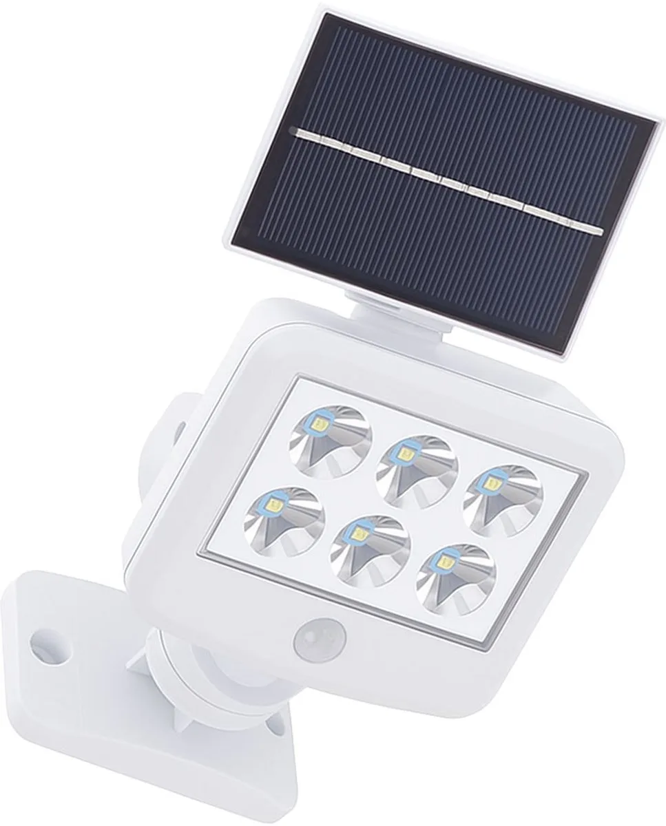 Solar lampen voor buiten met bewegingsmelder LED solar wandlamp met voor buiten, wit, LED 0,3W 150Lm koud wit, LxBxH 12,8x10x11 cm de Briloner en Blanc – photo produit